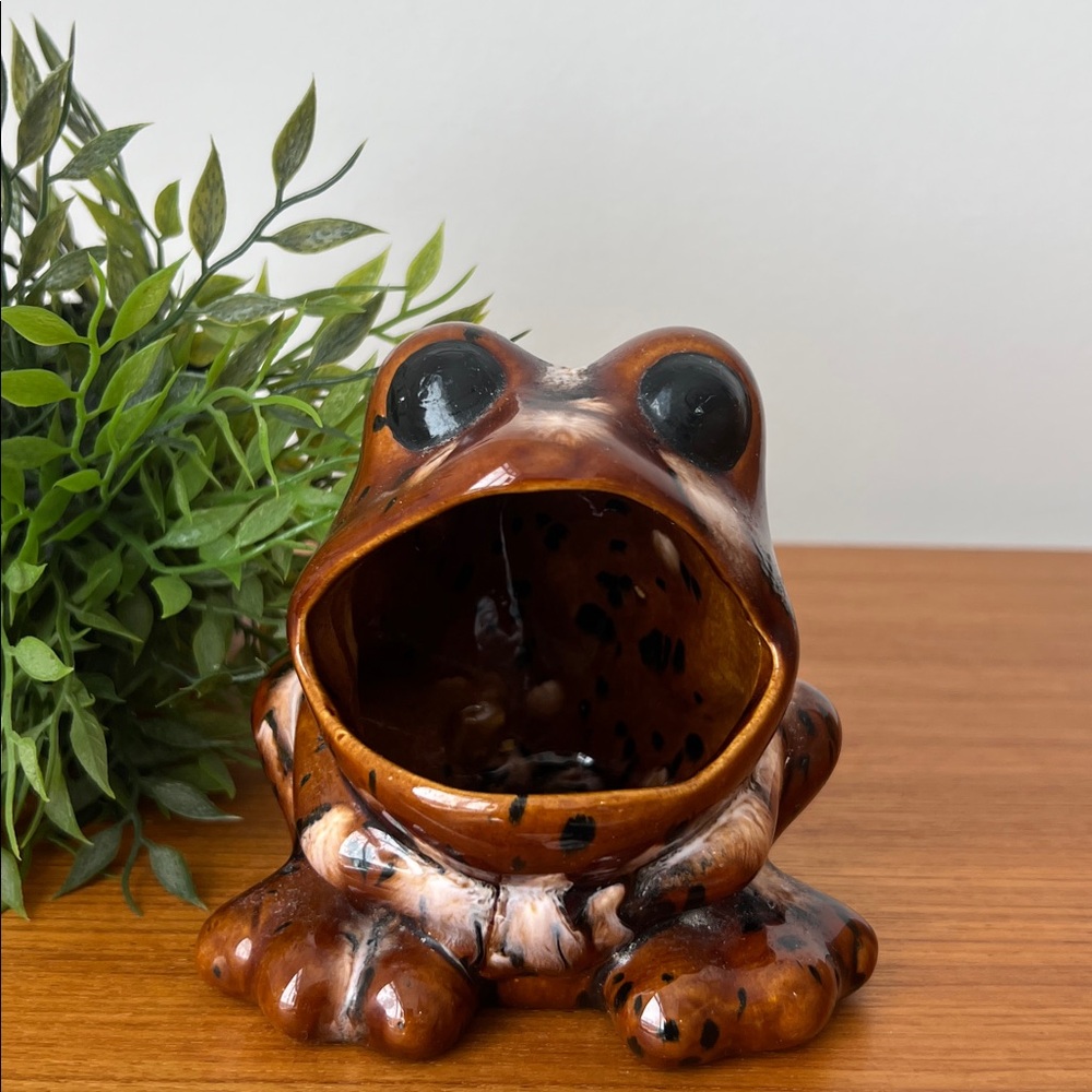 Vintage 70s Ceramic Frog Scrubber Sponge Holder